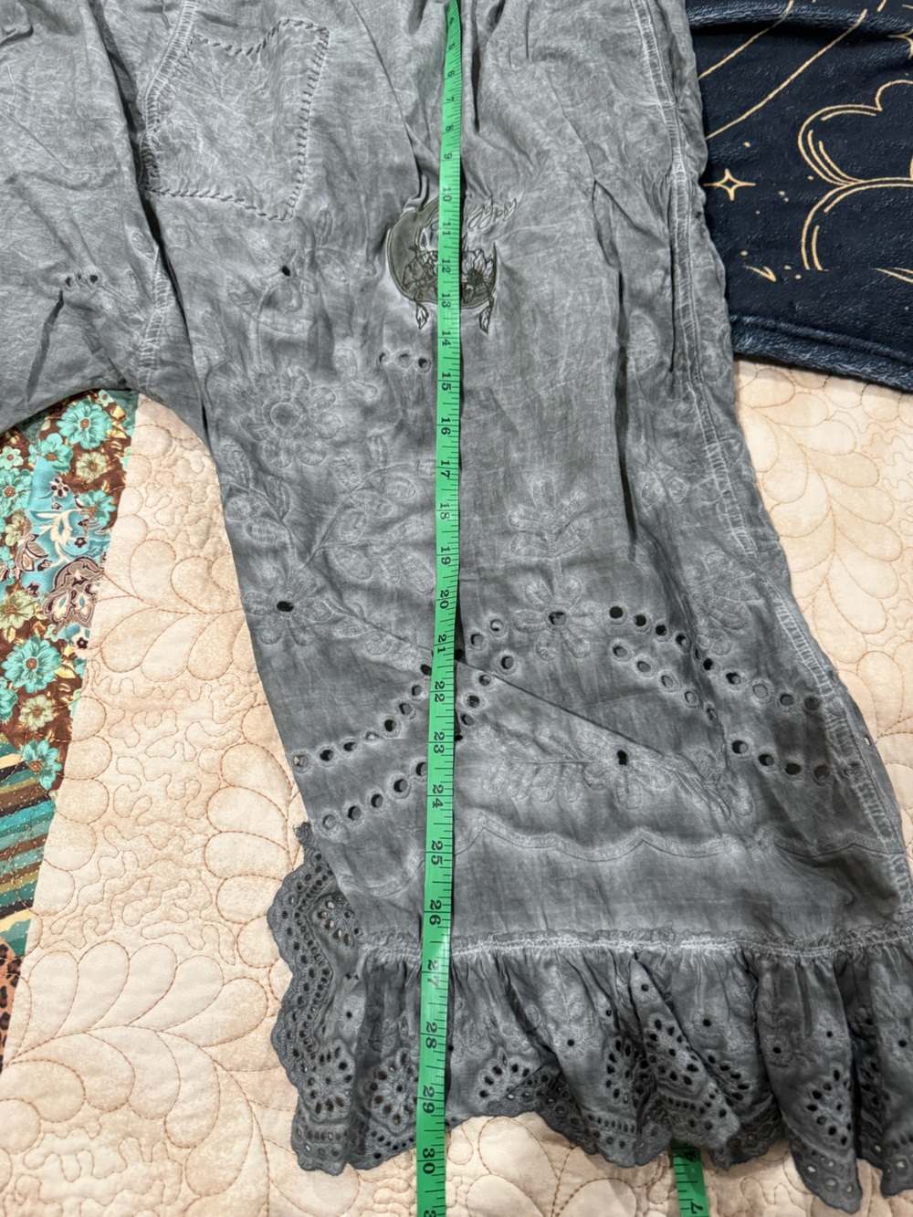 Jaded Gypsy Eyelet bloomers - CHARCOAL/OLIVE - 100% COTTON one size - Picture 8 of 10